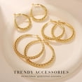 thumbnail image 6 of YOUNGYUE 14K Gold Plated Braided Hoop Earrings for Women, Woven Twist Round Hoops, 30/40/50mm, 6 of 8