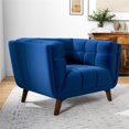 thumbnail image 3 of Allen Mid-Century Modern Velvet Upholstered Armchair in Blue, 3 of 7