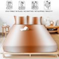 thumbnail image 5 of Twin Sze Fitted Sheet Set - Burnt Orange Ombre 2 Piece Bedding Sets 16" Deep Pocket Fitted Sheet with 1 Pillowcase, Abstract Art Modern Orange Gradient Brushed Microfiber Hotel Luxury Bed Sheets, 5 of 9