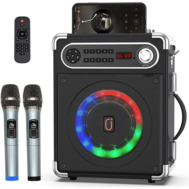 Machine de karaoké JYX, 2 microphones de karaoké sans fil, système de haut- parleurs Bluetooth Pa 