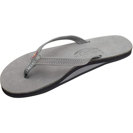 

Rainbow Womens Flirty Braidy - Single Layer Premier Leather Narrow Strap with Braid Sandals - Cool Grey - X-Large