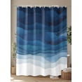 thumbnail image 4 of Boanket Polyester Fabric Navy Blue Ombre Shower Curtain, Modern Moire Gradient Watercolor Waterproof Bathtub Curtain Bathroom Decor Set with Hooks 36 x 78 Inches,, 4 of 6