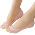 thumbnail image 2 of Peep Toe No Show Socks for Women, Open Toe Invisible Liner Socks with Non-Slip Silicone Grip, Two Finger Toeless Boat Socks, Light Pink, One Size, 2 of 5