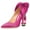 Pink, variant on Women Stylish Pointed Closed Toe Pumps Crystal Chunky Block High Heels Slip On Unique Curly Back Wedding Dress Shoes Size 8.5 Black