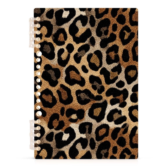 Spiral Journal Notebook Leopard Brown and Black A5 Lined Hardcover PP Material with 60 Pages Paper College Ruled Notebook for Work Note Taking Writing 5.7x8.3 Inch