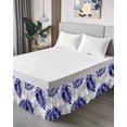 thumbnail image 4 of Blue Leaves Wrap Around Bed Skirts for King Bed 16" Drop,Bed Skirt with Adjustable Elastic Belt Dust Ruffle Bed Valance for Bedroom Hotel Abstract Modern Geometric Lines Simple Art Bed Frame Cover, 4 of 7