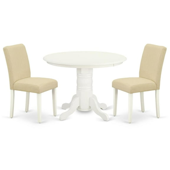 East West Furniture Dining Room Set Linen White, SHAB3-LWH-02