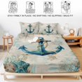 thumbnail image 5 of Queen Size Fitted Sheet Set - Nautical Anchor 3 Piece Bedding Sets 16" Deep Pocket Fitted Sheet with 2 Pillowcases, Vintage Coastal Summer Beach Coral Brushed Microfiber Hotel Luxury Bed Sheets, 5 of 9