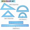 thumbnail image 3 of 6 Pcs Blue Clear Plastic Ruler Set,2 Straight Rulers 2 Protractors 180 Degree 2 Triangle Rulers 45 | 60 Degree,Geometry Math Ruler Measuring Tool,Inches & Metric,By Scheam, 3 of 7