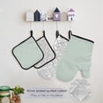 thumbnail image 5 of Pale Green 5 Pcs Kitchen Set Heat Resistant Oven Mitts and Non-Slip Pot Holders with Adjustable Cooking Apron, 5 of 6