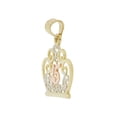 thumbnail image 2 of 14k Tricolor Gold, Tiara Crown Filigree Design 15 Pendant Charm Quinceanera 19mm with 18" Dainty Neck Chain, 2 of 7