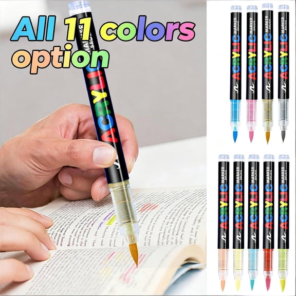 Under 1$ Product! Acrylic Paint Pens, Soft Brush Tip Markers, Ideal for Canvas, Rock, Wood, Stone, Glass, Ceramic, Fabric Painting, DIY Crafts (1Pack, Green)