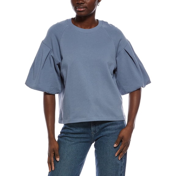 Madewell womens Puff Sleeve Sweatshirt, XXL, Blue