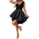 thumbnail image 4 of Vestido skater mini con escote en V y lentejuelas brillantes para mujer para fiesta de cóctel, 4 of 7