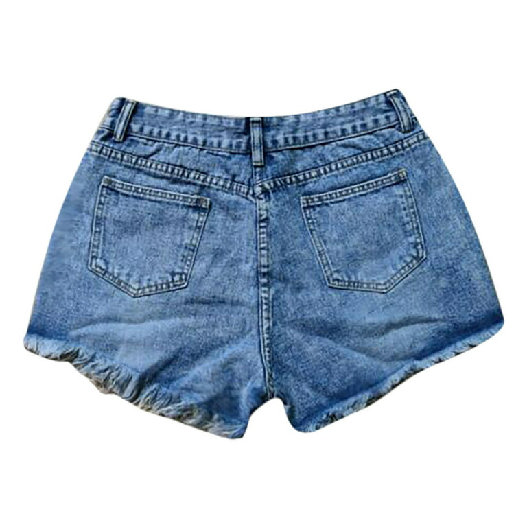 Womens Shorts Women's Low Waist Short Button Denim Shorts with Pockets  Shorts for Women Blue S