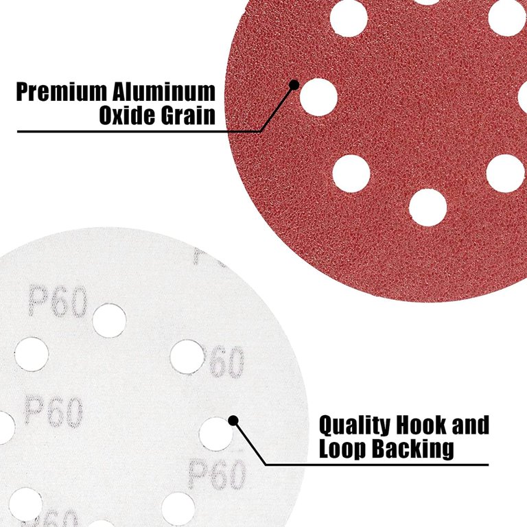 80-Pack 5-Inch 40 Grit Sanding Discs - 8-Hole Dustless, Hook & Loop, For DA/Orbital Sanders, Auto & Wood