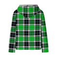 thumbnail image 5 of Women's Fashion Loose Hooded Pullover Long Sleeve Plaid Sweatshirt with Drawstring Drop Shoulder and Pocket Print,Green,XL, 5 of 6