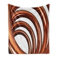 thumbnail image 1 of Abstract Soft Flannel Fleece Throw Blanket, Helix Coil Curved Spiral Swirled Shape on White Backdrop Print, Cozy Plush for Indoor and Outdoor Use, 50" x 60", Dark Orange White, by Ambesonne, 1 of 6