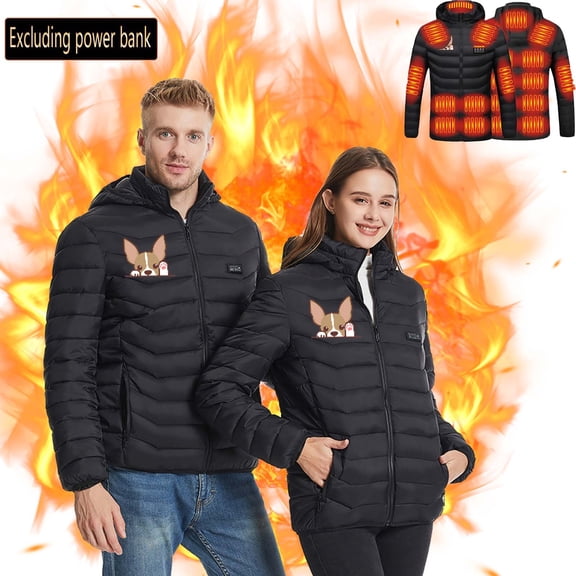 Tbopshirt Heated Jacket,Winter Coats for Women,USB Intelligent Constant Temperature Heated Windproof Plus Size Coat for Men and Women Winter 4 Heated Jacket Coat