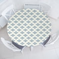 thumbnail image 3 of Ambesonne Geometric Fitted Round Tablecloth, Abstract Foliage Leaf, 36"- 40" Diameter, Slate Blue Cream, 3 of 5