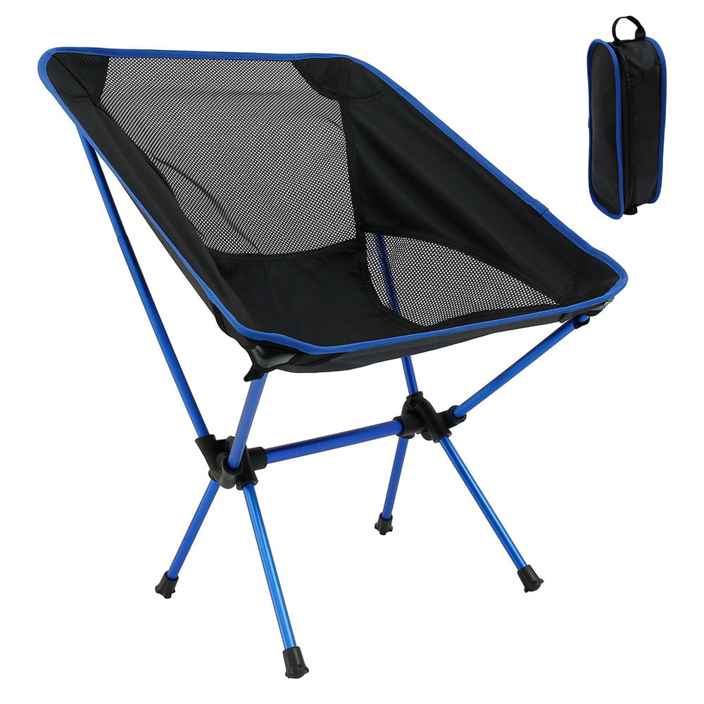 Folding Camping Chair Padded Moon Chair Garden Outdoor Festival Round Footrest 