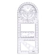 thumbnail image 1 of Inteprter Plantilla de dibujo geométrico, peso ligero, cabe fácilmente en estuche para lápices, regla geométrica multifuncional Recortadores de papel Color transparente, 1 of 6