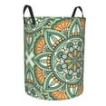 thumbnail image 4 of LNWH Laundry Basket, Green Abstract Mandala Texture Pattern Foldable Laundry Hamper with Handles Waterproof, Medium Size, 4 of 8