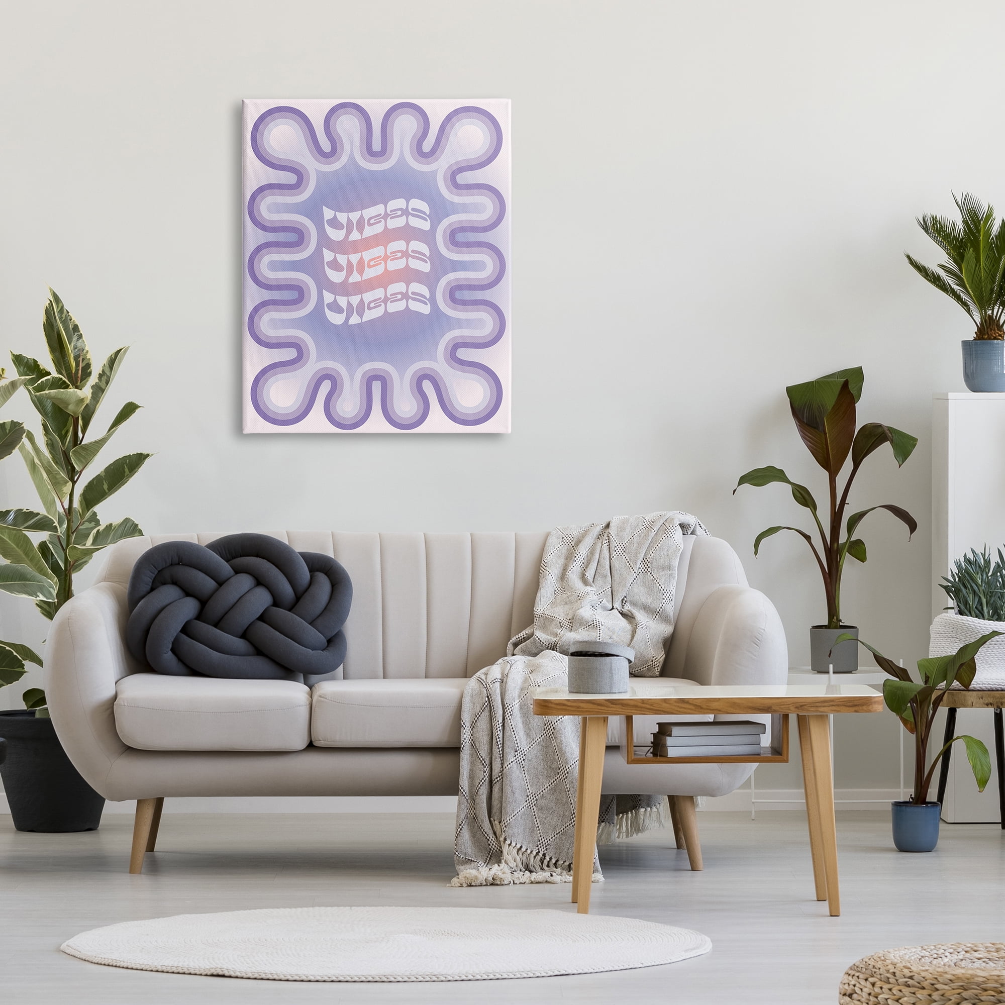 Stupell Industries Vibes Purple Groovy Abstract Inspirational Painting Gallery Wrapped Canvas Print Wall Art