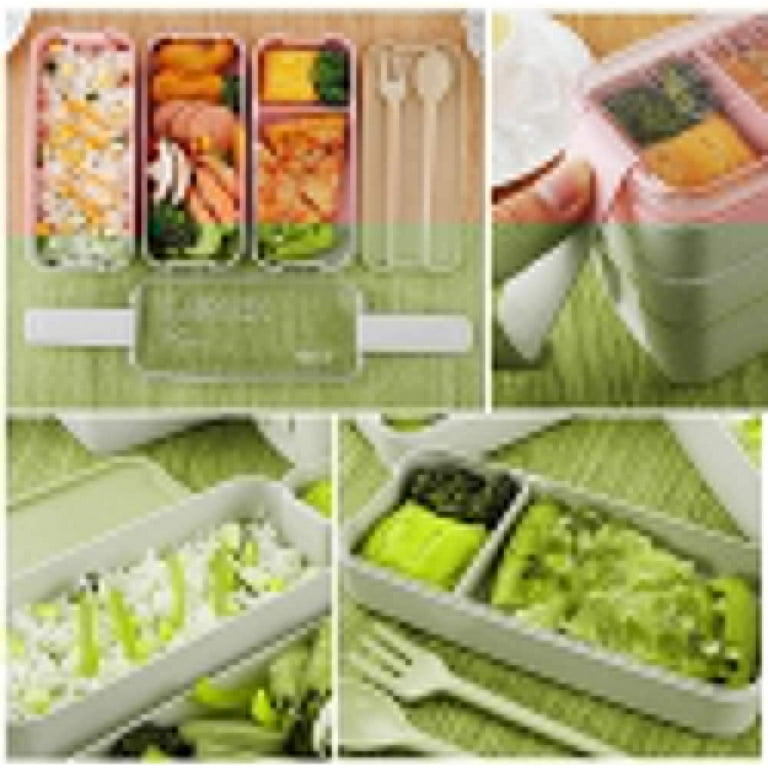 Bento Box for Adults - Kids Lunch Box With Divider, 3 Stackable