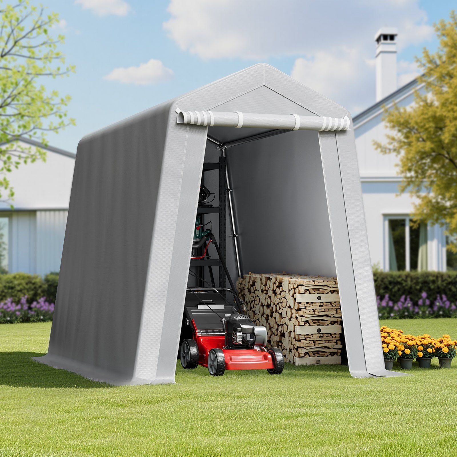 Compact 6x8 FT Waterproof Car Tent, Portable Outdoor Storage Shelter Canopy for Cars & Tools