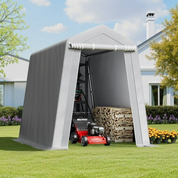 Heavy-Duty 6x8 FT Outdoor Storage Shed, Waterproof Portable Carport Canopy Shelter
