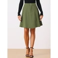 thumbnail image 3 of DARING DIVA Women's A-Line Flared Pleated Midi Denim Skirt XS Army Green, 3 of 6