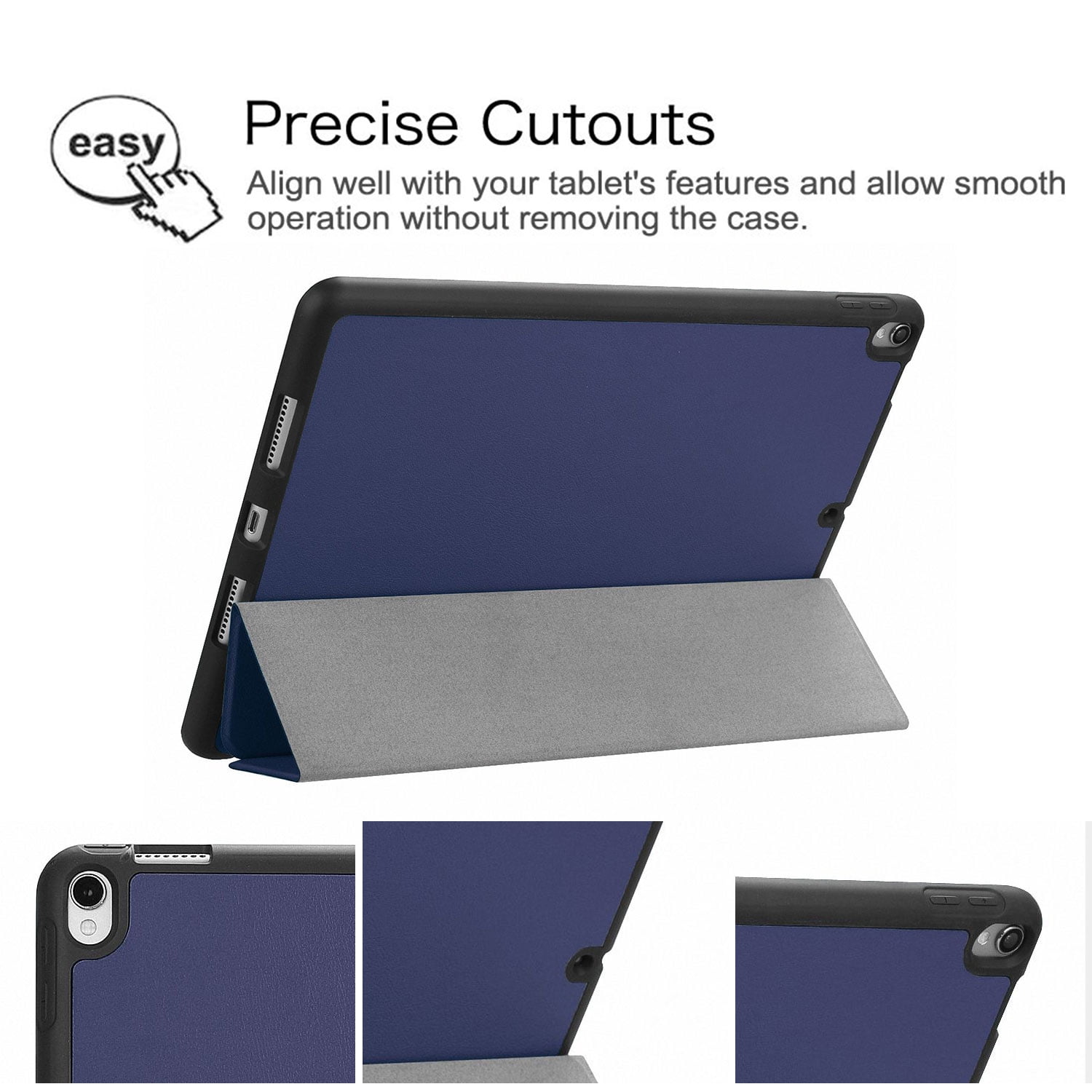 Allytech 10.5 Inch iPad Case, iPad Air 3st Generation Case (2019), iPad Pro 10.5 Case, Slim Pencil Holder Leather Stand Folio Smart Cover Auto Sleep Wake Shell for Apple iPad Pro 10.5/ Air 3,Darkblue