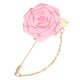 thumbnail image 1 of Broche de rosa de tela con broche de hoja dorada, pin de solapa de flor de rosa para hombres [Rosa], 1 of 1