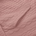 thumbnail image 4 of Womens Cable Knit Sweater Hoodies with Pocket Button Snap-up Plain Pullover Drawstring Jumper Sweatshirt Tops (S, Pink), 4 of 7