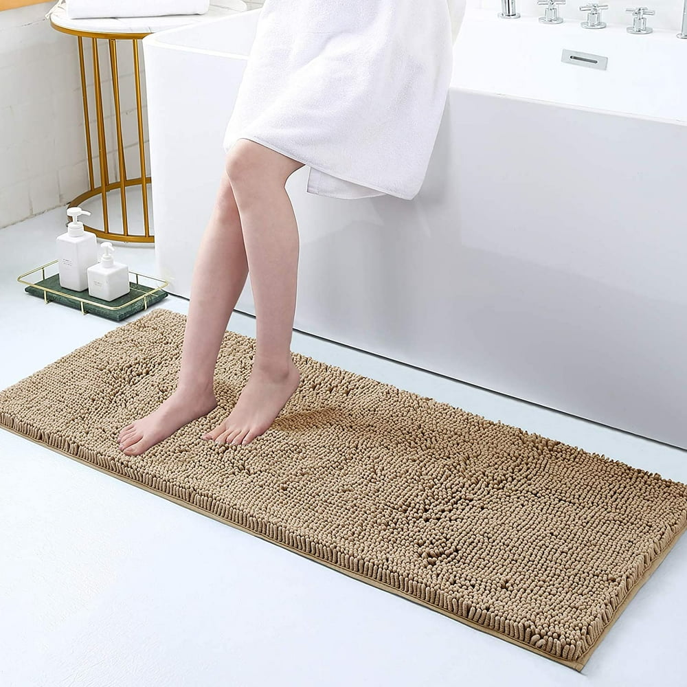 Smiry Luxury Chenille Bath Rug, Extra Soft and Absorbent Shaggy Bathroom Mat Runners, Machine
