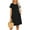 Black, variant on Women's Round Neck Flounce Sleeve Dress with Pockets 65% Polyester 30% Viscose 5% Elastane Ideal for Casual Wear