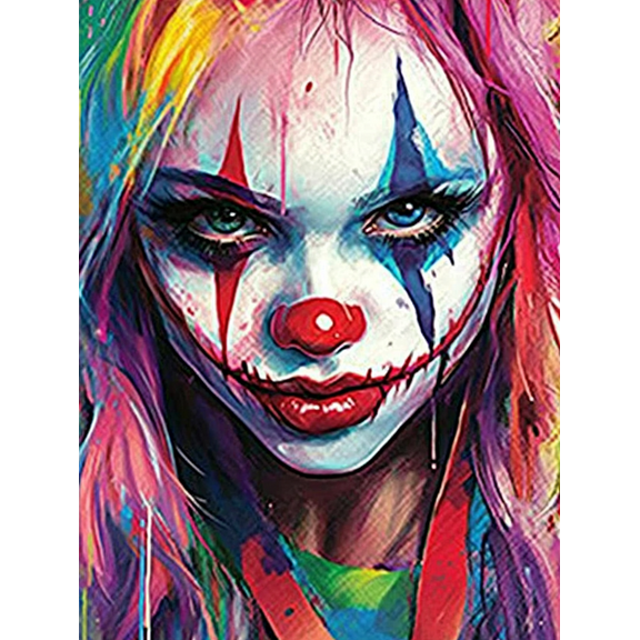 Colorful Clown Girl Canvas PaintingSuitable for Living RoomBathroomOfficeand Dorm Decoration.
