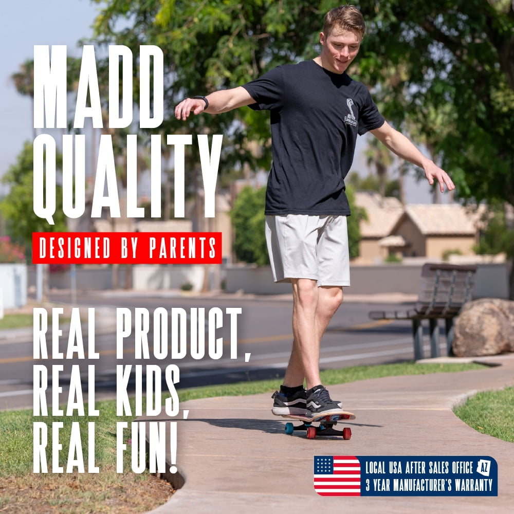 Beginner Skateboard for Kids and Teens – 31" Maple Deck – ABEC-5 Bearings – Easy to Ride – Madd Gear LTR