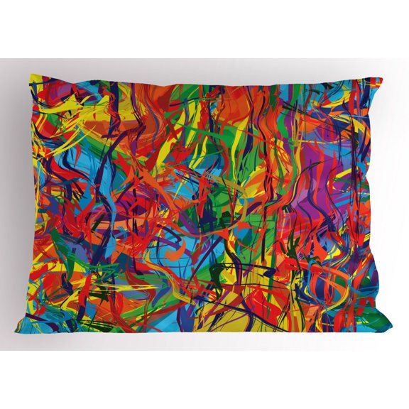 Ambesonne Modern Pillow Sham, Rainbow Circled Pattern, 36" X 20", Multicolor