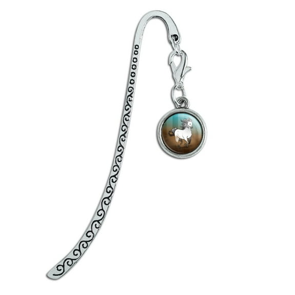Horse Wild Mustang Running Metal Bookmark Page Marker with Charm