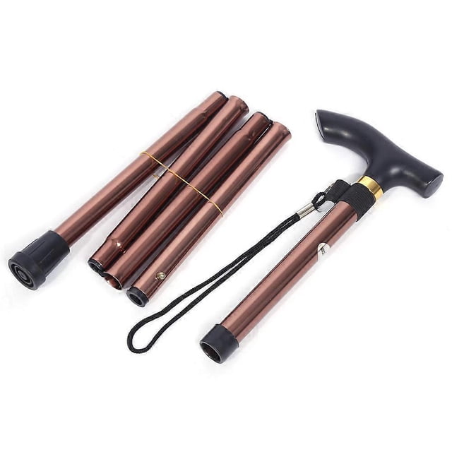 Canne pliante portable antichoc télescopique (café sans lumière LED)