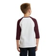 thumbnail image 2 of Port Company Youth Core Blend 3/4 Sleeve Raglan Tee-XS (White/ Athletic Maroon), 2 of 6