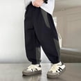 thumbnail image 6 of Wxirdiow Toddler Baggy Pants Boy Boy's Cargo Pants Waist Drawstring Loose Tapered Multi Pockets Cargo Jogger Pants Navy Size,7-8 Years, 6 of 7