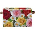 thumbnail image 2 of FREEAMG Rose Daisy Storage Basket with Handles Collapsible Storage Bins Canvas Fabric Storage Organizer for Shelves Closet Bedroom Living Room 2Pack, 2 of 7