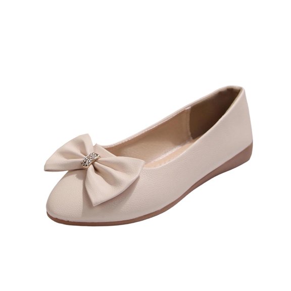 Wensltd Women Ballet Flats Comfy Slip On Bowknot Round Toe Soft Lightweight Shoes for Daily Casual