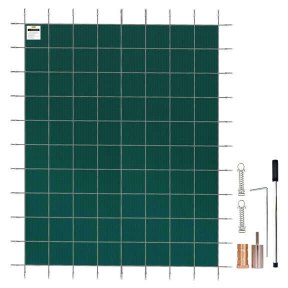 VEVOR Inground Pool Safety Cover,2;ft x 42 ft;Rectangular Winter Pool Cover;Triple Stitched, High Strength Mesh PP Material with Good Rain Permeability, Installation Hardware Included,Green