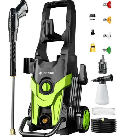 Foting Electric Pressure Washer 4300 PSI at 2.8 GPM, Features 23ft Hose and 35ft Cord
