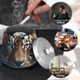 thumbnail image 6 of Tiger Flowers Orange Ashtray with Lid Smell Proof Cigarette Ashtray Stainless Steel Smokeless Ash Holder for Indoor Outdoor, 6 of 7