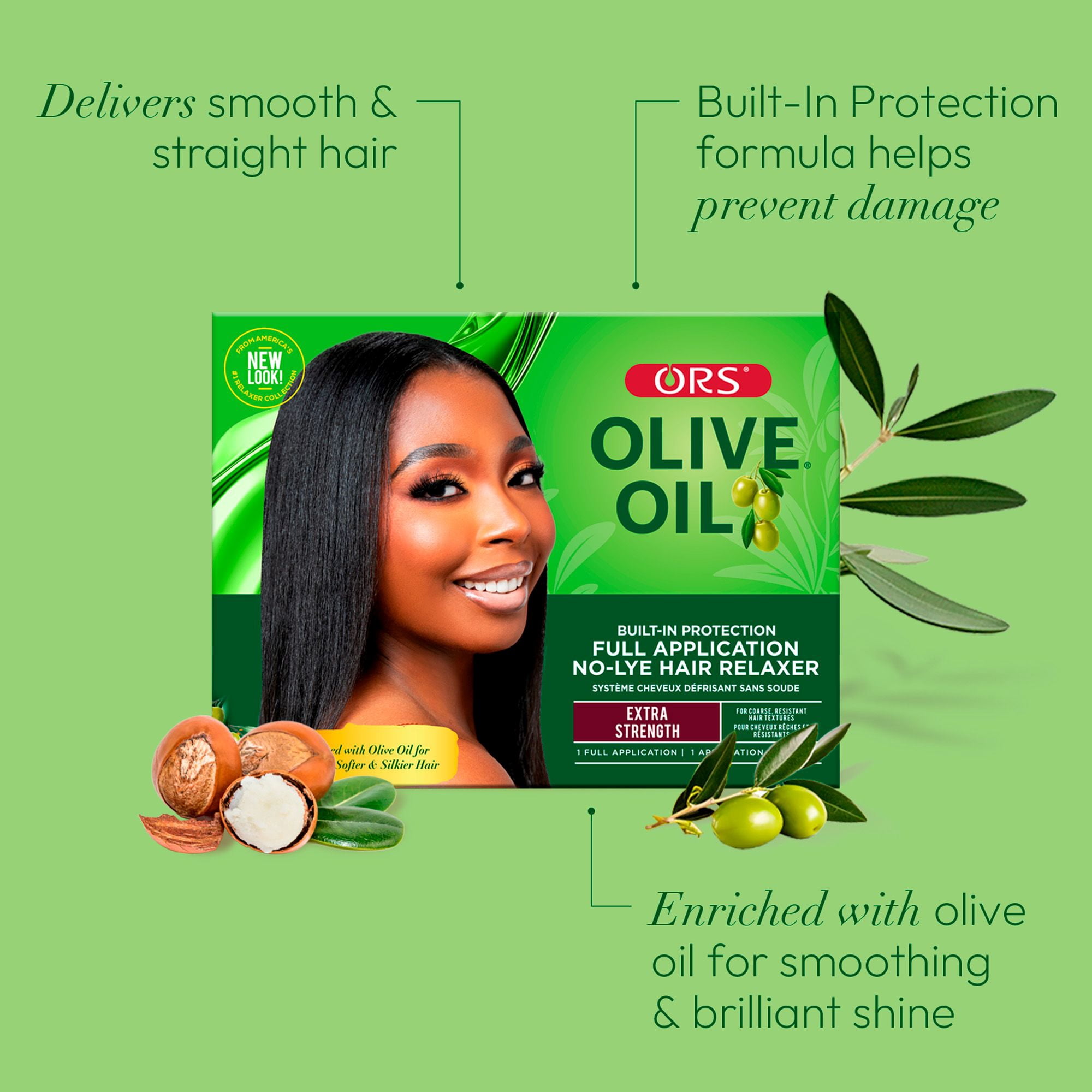 (4 pack) ORS Olive Oil Built-in Protection No-Lye Hair Relaxer, Extra Strength, 1 Application